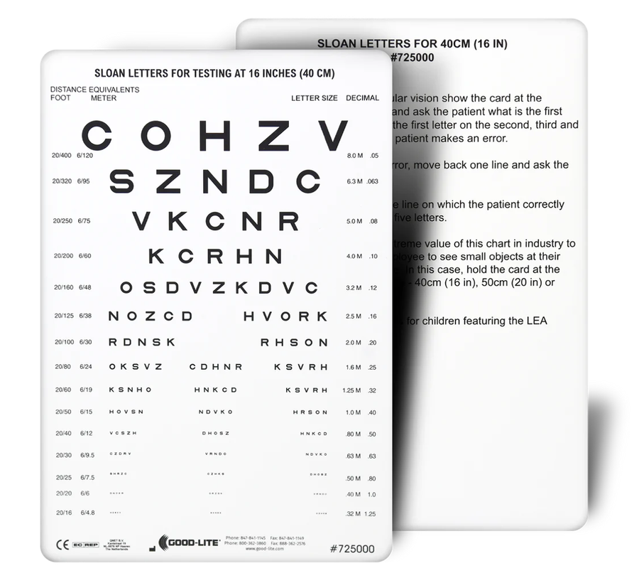 Sloan Letter Near Vision Card