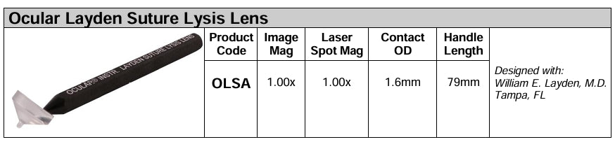 Ocular Instruments Layden Suture Lysis Laser Lens